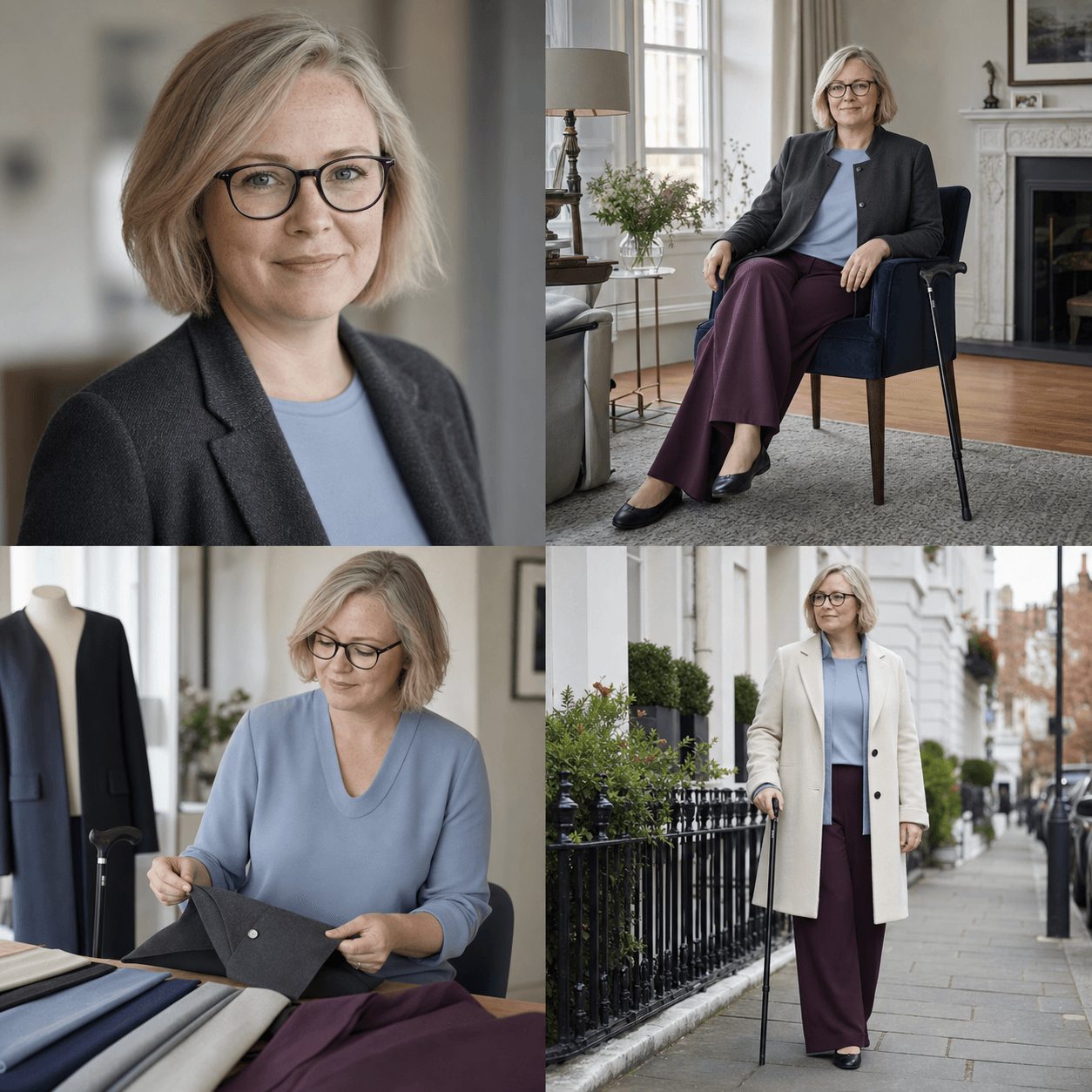 Four-view identity board for KOTS stylist Grace Bell