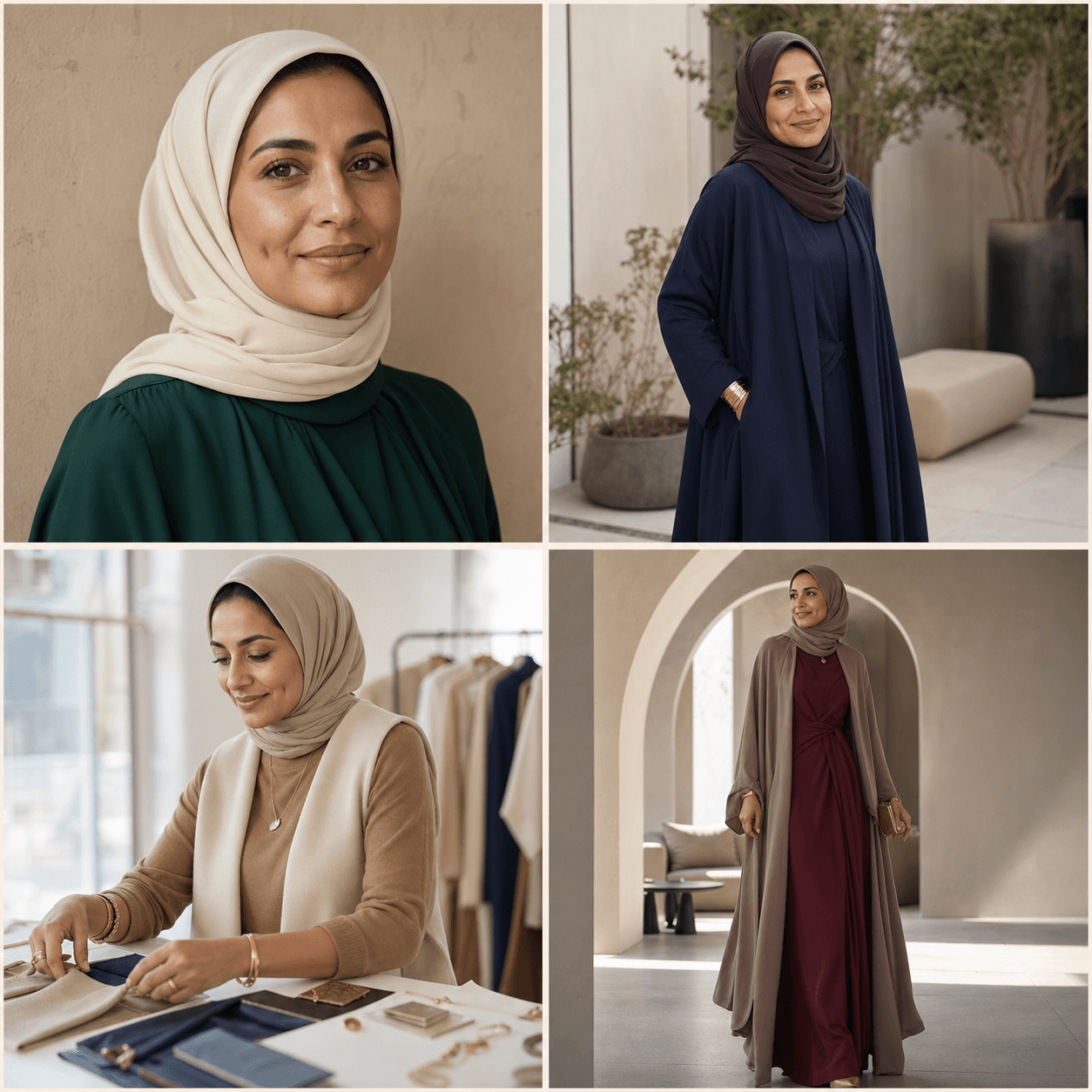 Four-view identity board for KOTS stylist Samira Noor